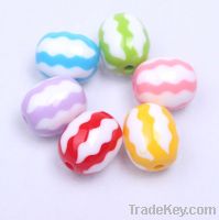 Sell 100pcs Mixed 18mm Oval Resin Chevron Chunky Beads