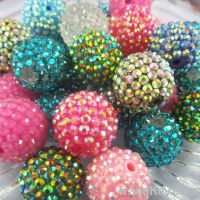 Sell Mixed 100pcs 22mm Resin Rhinestone Beads For Chunky Necklace