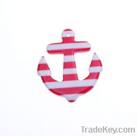 Sell 20pcs Striped Resin Anchor Charm Pendant 45x38mm Red