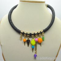 Sell Leather and stone necklace