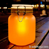 Yellow Solar Sun Jar LED Night Light  for indoor or outdoor use