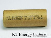 Sell K2 Energy 40C/80C 2500-2600mah 3.3V 26650 battery