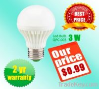 Sell 3 watt LED bulb, thermal ABS housing, cheapest bulb!