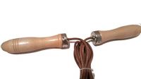 Fitness Traning Skipping Jump Rope made real leather length 9ft with wooden handle