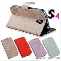 Sell Lightning line PU card leather Case For Galaxy S4 I9500