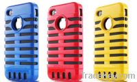 Sell Retro Vocal Cage Mic Microphone style Hybrid Case for iPhone 4