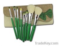 Sell 8pcs classical shiny black PU travel makeup brush set PL81404-2