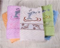 applique bath towel pink blue dolphin towels