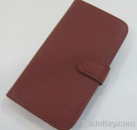 Sell Flip brown color soft PU leather case for Samsung Note II N7100