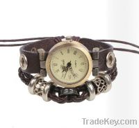 Sell punk style wrist watch leather bracelet