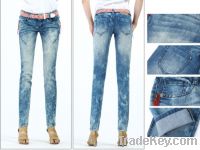 Sell denim jean factory high quality zipper decorated lady skinny jean