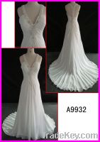 2014 hot selling halter beaded chiffon wedding dress