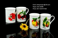 ceramic tea mug with full printing, promotional item with bird design, ceramic souvenirs