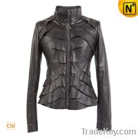 Sell Women Slim Fit Black Leather Cropped Jackets CW611214