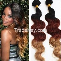 Remy Human Hair Two Tone Colored Ombre Hair ExtensionOmbre Hair Weaves