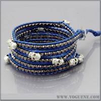 Sell Wide skull pearls handcraft woven bracelet