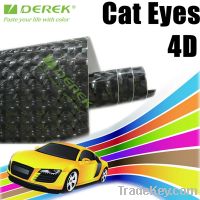 Black Color Car Wrapping Colored Vinyl 4D Cat Eyes Car Film for auto