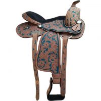 Genuine Leather western carving saddle with coloring , size 12, 13, 14, 15, 16, 17, 18