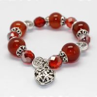 crystal stone bracelet with antique silver beads