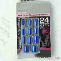 Sell Korean Nail Design Metallic Artificial Finger Nail Blue Color