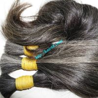 Bulk Straight, wave Gray natural remy hair Full size
