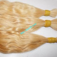 Ponytail Straight, wave Blonde human hair extensions smooth