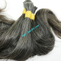 Ponytail Straight, wave Grey virgin hair extensions Full size