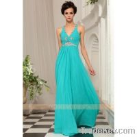 Manufacturer best selling beaded blue ladies party  dresses for prom