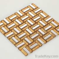 popular gold/brown/silvery glass mosaic tile for interior wall