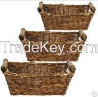 Wicker Storage Basket Tray & Willow Storage Tray Set Of 3 Pcs.