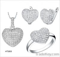 micro pave setting 925 sterling silver jewelry sets