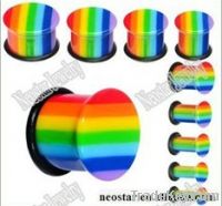 Sell  0 Gauge Acrylic Rainbow Pride Top Hat Plug tunnel Body Piercing