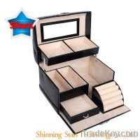 Sell Fashion Leatheroid Jewelry Box With Metal Lock And Mirror Inside