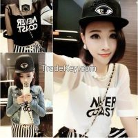 European latest summer 2015 girl students paragraphs short letters shorter midriff t-shirts, women's blouses 29 cny / material: pure cotton yarn + network Color: white, black, sapphire Size: all yards Pieces, note: online shopping have off color Can 