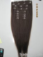 Sell 100% human hair clips in hair weft, hair extension