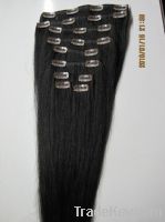 Sell remy human hair clips in hair weaving, clips in hair extension