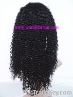 Sell human hair full lace wig, jerry curl wig