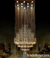 Luxury Golden Model Halogen Hotel Long Crystal Stair Lights