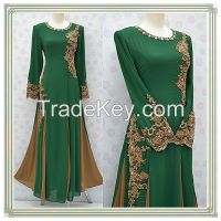 Transend L1760 beautiful crystal beaded chiffon long maxi muslim dress