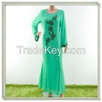 Elegant design embroidered muslim long dress
