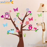 ZY1006 Owl Tree Branch Wall Mural Decals Baby Girl Nursery Kids Room S