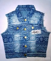 ladies' printed denim vest
