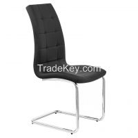 Black PU Leather Dining Chair /Metal Chrome Legs Dining Room Chairs