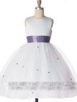 Organza Girl Flower Dress with colorful bowknot sash & motif