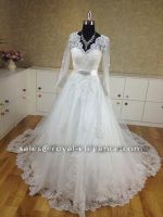 2014 Best seller lace long sleeves backless wedding bridal dresses