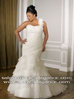 Detachable Shoulder Strap Large Sized Ruffed Organza  bridal dress