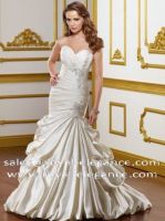 luxurious ruffed taffeta long tail lace beads mermaid bridal dress