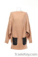 Women Casual Sweater woven fabric contrast