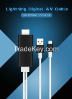 Newest 1080P 2M 8 Pin To HDMI Cable for iPhone 5 5S 6 6S Plus to HDTV Blue/Red/White/Black