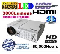 New Projectors 1280x800 Full HD 3000Lumen 180W Led lamp Portable LED Projector 3000:1 Digital Video 3D 2 HDMI TV Proyector